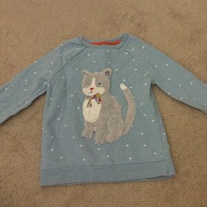 Mini Boden Blue Polka Dot Cat Sweater